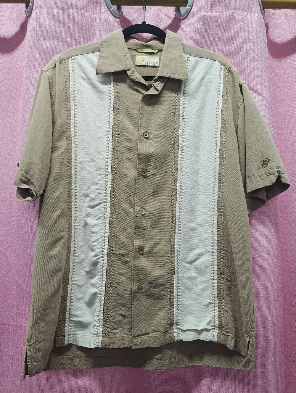 Cubavera Tan/Ivory Button Up Sz Lrg